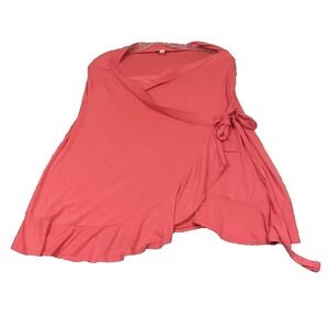 Max Studio Women's Faux Wrap Blouse Cape Cover Up Pink Size L
